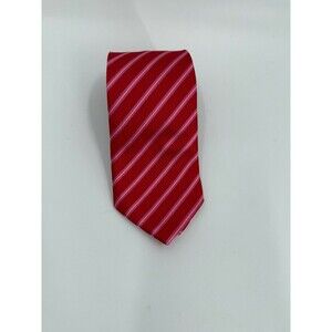 KAILONG Men's Neck Tie Handmade Red Stripe 100% Silk Neck Tie